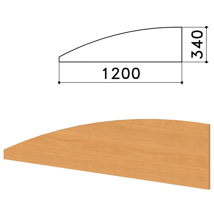 Экран-перегородка Монолит, 1200х16х340 мм, цвет бук (КОМПЛЕКТ С ФУРНИТУРОЙ) 980231 - фото 56404