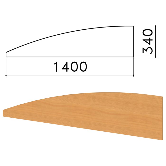 Экран-перегородка Монолит, 1400х16х340 мм, цвет бук (КОМПЛЕКТ С ФУРНИТУРОЙ) 980234 - фото 56407