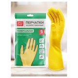 Перчатки резиновые хозяйственные OfficeClean Универсальные, разм. S, желтые, пакет с европодвесом O248567