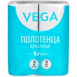 Полотенца бумажные в рулонах Vega, 2-слойные, 12м/рул., серые, 2шт. O315623