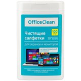 Влажные портативные чистящие салфетки OfficeClean для экранов и мониторов, 100шт. (малая плоская туба) O307370