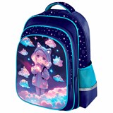 Рюкзак BRAUBERG KIDS FLOSSY, 2 отделения, 3 кармана, "Sky girl", 3D-панель, 40х28х18 см, 273179 273179