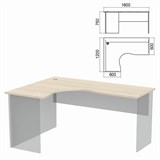 Стол компактный ЧАСТЬ 1 "Арго", 1600х1200х760 мм, левый, ясень шимо 641320