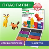 Пластилин классический BRAUBERG KIDS, 10 цветов, 200 г, со стеком, 106504 106504
