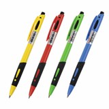 Ручка шариковая автоматическая с грипом STAFF "BP-16 Neon", СИНЯЯ, ассорти, линия письма 0,35 мм, 143750 143750