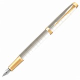 Ручка перьевая PARKER "IM Premium Pearl GT", корпус жемчужный лак, позолоченные детали, синяя, 2143649 143856