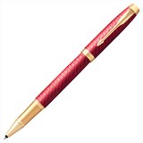 Ручка-роллер PARKER "IM Premium Red GT", корпус красный лак, позолоченные детали, черная, 2143647 143858