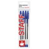 Ручки шариковые STAFF "Basic Budget BP-04", НАБОР 4 штуки, СИНИЕ, линия письма 0,5 мм, 143873 143873