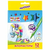 Фломастеры ЮНЛАНДИЯ 12 цветов, "ЗАБАВНЫЕ КАРТИНКИ", вентилируемый колпачок, картон, 151678 151678