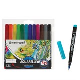 Маркеры-кисти акварельные 12 ЦВЕТОВ CENTROPEN "Aquarelle", линия письма 1-9 мм, 8683/12ET, 6 8683 1201 152088