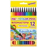 Фломастеры ЮНЛАНДИЯ ДОМИКИ, 12 цветов, трехгранные, вентилируемый колпачок, картон, 152182 152182