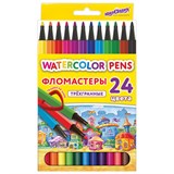 Фломастеры ЮНЛАНДИЯ "ДОМИКИ", 24 цвета, трехгранные, вентилируемый колпачок, картон, 152183 152183