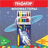 Фломастеры ПИФАГОР "Космическая одиссея", 6 цветов, вентилируемый колпачок, 152443 152443