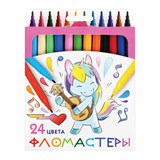 Фломастеры ПИФАГОР ЕДИНОРОГ, 24 цвета, вентилируемый колпачок, 152450 152450