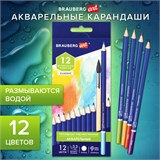 Карандаши художественные цветные акварельные BRAUBERG ART CLASSIC, 12 цветов, грифель 3,3 мм, 181529 181529