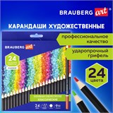 Карандаши художественные цветные BRAUBERG ART CLASSIC, 24 цвета, МЯГКИЙ грифель 3,3 мм, 181537 181537
