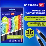 Карандаши художественные цветные BRAUBERG ART CLASSIC, 36 цветов, МЯГКИЙ грифель 3,3 мм, 181538 181538