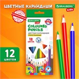 Карандаши цветные BRAUBERG KIDS NEW, 12 цветов, трехгранные, грифель 3 мм, 182001 182001