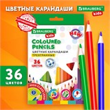 Карандаши цветные BRAUBERG KIDS NEW, 36 цветов, трехгранные, грифель 3 мм, 182003 182003