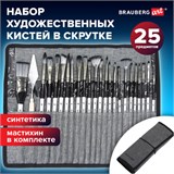 Кисти художественные набор 23 шт., синтетика с мастихином, в пенале, BRAUBERG ART DEBUT, 201048 201048