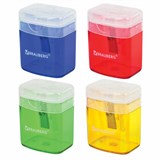 Точилка BRAUBERG OfficeBox, с контейнером и крышкой, прямоугольная, в упаковке с подвесом, ассорти, 222494 222494