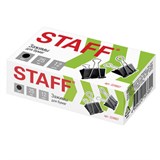 Зажимы для бумаг STAFF EVERYDAY, КОМПЛЕКТ 12 шт., 25 мм, на 100 листов, черные, картонная коробка, 224607 224607