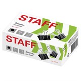 Зажимы для бумаг большие STAFF EVERYDAY, КОМПЛЕКТ 12 шт., 51 мм, на 230 листов, черные, картонная коробка, 224610 224610