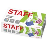 Зажимы для бумаг STAFF Profit, КОМПЛЕКТ 12 шт., 25 мм, на 100 листов, цветные, картонная коробка, 225157 225157