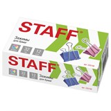 Зажимы для бумаг STAFF Profit, КОМПЛЕКТ 12 шт., 32 мм, на 140 листов, цветные, картонная коробка, 225158 225158