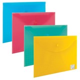Папка-конверт с кнопкой BRAUBERG My CLEAR BAG, А4, до 100 листов, прозрачная, ассорти, 0,15 мм, 225174 225174
