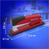 Степлер №24/6, 26/6 металлический BRAUBERG "Office", до 30 листов, красный, 228613 228613