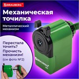 Точилка механическая BRAUBERG "JET", металлический механизм, корпус зеленый, 229571 229571