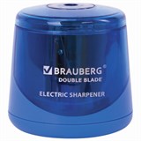 Точилка электрическая BRAUBERG DOUBLE BLADE BLUE, двойное лезвие, питание от 2 батареек AA, 229605 229605