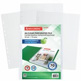 Папки-файлы перфорированные А4 BRAUBERG "EXTRA 700", КОМПЛЕКТ 50 шт., гладкие, ПЛОТНЫЕ, 70 мкм, 229668 229668