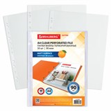 Папка-файл перфорированная,КОМПЛЕКТ 50 шт. А4 BRAUBERG "EXTRA 900",  матовые, ПЛОТНЫЕ, 90 мкм 229669
