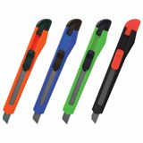 Нож канцелярский 9 мм STAFF Basic, фиксатор, цвет корпуса ассорти, упаковка с европодвесом, 230484 230484