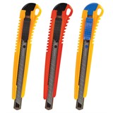 Нож канцелярский 9 мм BRAUBERG Standard, автофиксатор, корпус ассорти, блистер, 230916 230916