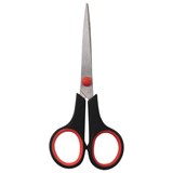 Ножницы STAFF EVERYDAY, 150 мм, бюджет, резиновые вставки, черно-красные, ПВХ чехол, 237497. 237497