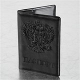 Обложка для паспорта STAFF, полиуретан под кожу, ГЕРБ, черная, 237602 237602