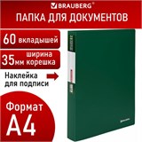 Папка 60 вкладышей BRAUBERG "Office", зеленая, 0,6 мм, 271330 271330