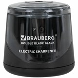 Точилка электрическая BRAUBERG DOUBLE BLADE BLACK, двойное лезвие, питание от 2 батареек АА, 271336 271336