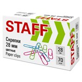 Скрепки STAFF 28 мм, цветные, 70 штук, 271708 271708