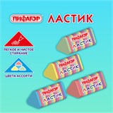 Ластик трехгранный ПИФАГОР "ЭНИКИ-БЕНИКИ", 35х18х18 мм, картонный держатель, цвета ассорти, 272668 272668