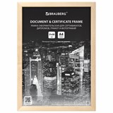 Рамка 21х30 см, дерево, багет 14 мм, BRAUBERG "Elegant", цвет натуральный, акриловый экран, 391296 391296