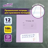 Тетрадь УЧУСЬ ПИСАТЬ № 4 12 л. косая линия, со справочным материалом, обложка картон, ЮНЛАНДИЯ, 404851 404851