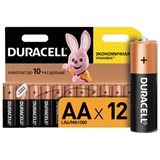 Батарейки КОМПЛЕКТ 12 шт., DURACELL Basic ОРИГИНАЛ, AA (LR6, 15А), алкалиновые, пальчиковые 450432
