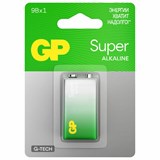 Батарейка GP Super, Крона (6LR61, 6LF22, 1604A), алкалиновая, 1 шт., в блистере, 1604A-5CR1 450625
