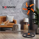 Вентилятор напольный, 3 режима, SONNEN TF-50W-45-А304, d=45 см, 50 Вт, черный, 454789, FS-45-A304 454789