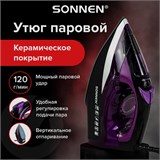 Утюг SONNEN SI-270, 2600 Вт, керамическое покрытие, антикапля, антинакипь, черный/фиолетовый, 455280 455280
