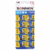 Батарейка алкалиновая таблетка 1 шт., SONNEN Alkaline, 177A (G4, LR66), блистер, отрывной блок, 455604 455604